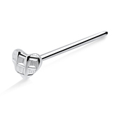 Checked Heart Silver Straight Nose Stud NSKA-05a